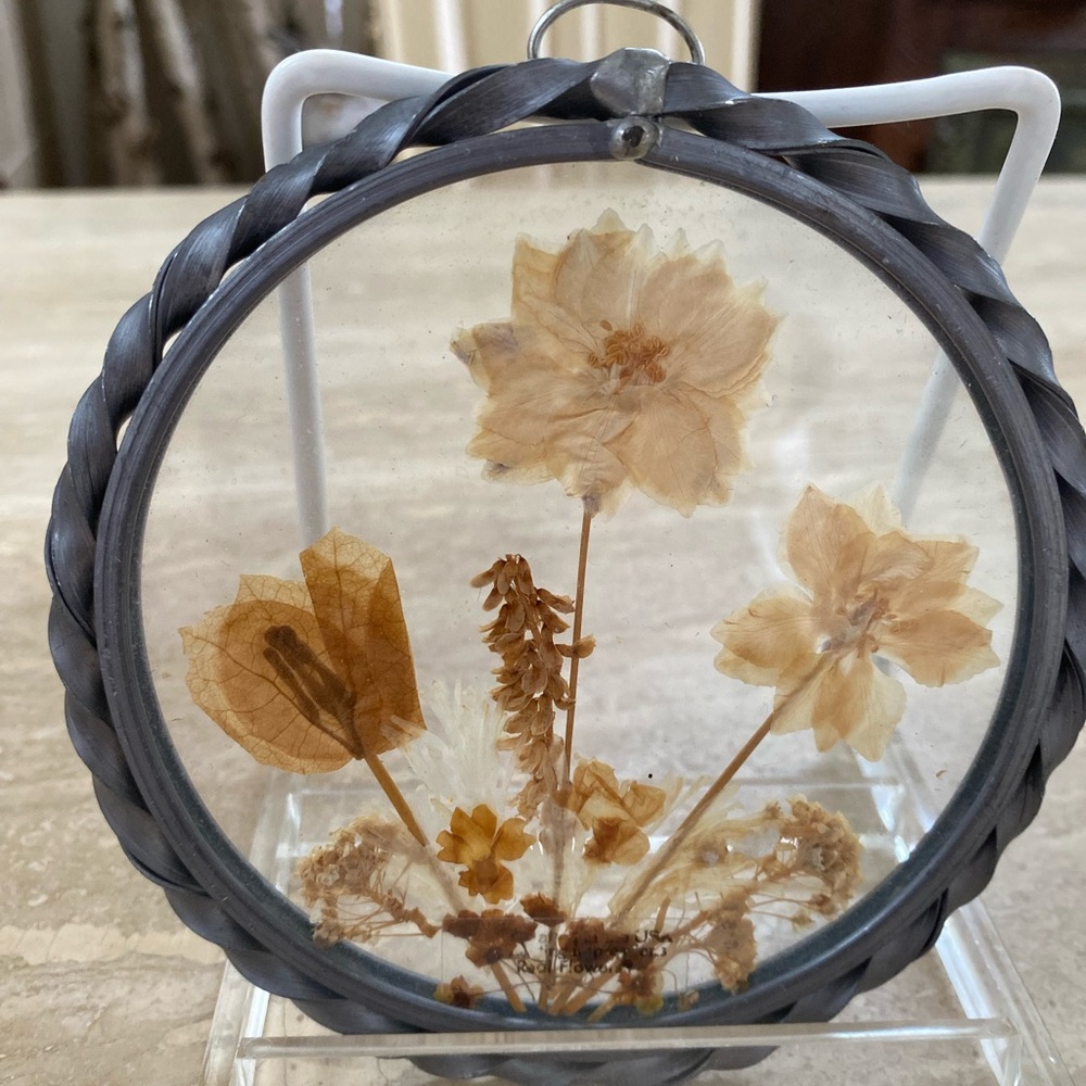 Floral Pressed Glass Wall Hanging